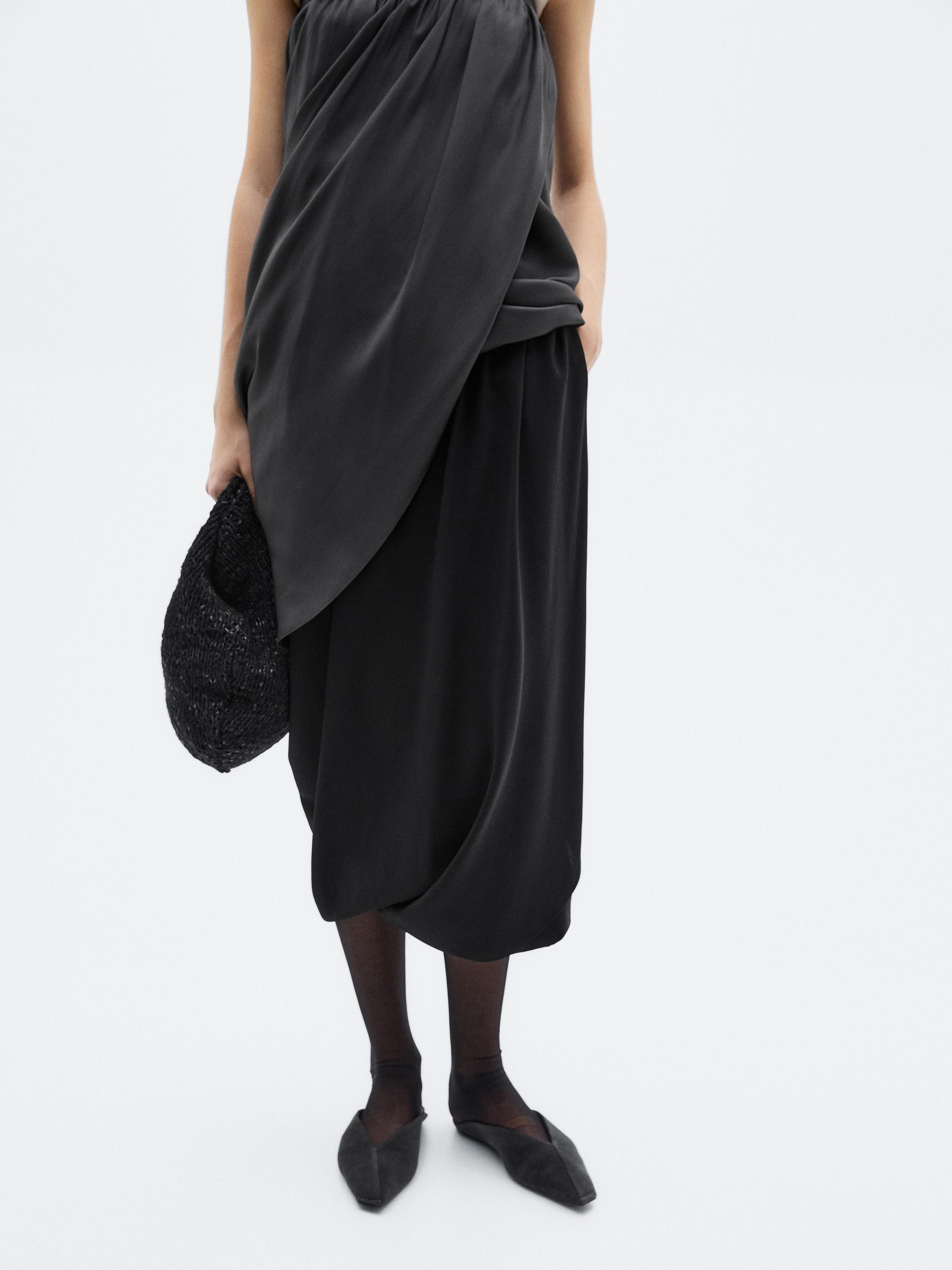 Draped crepe midi skirt - LIMITED